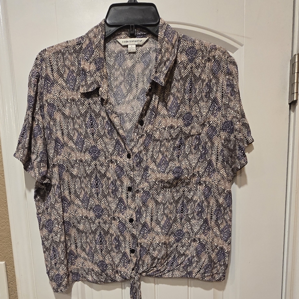 Counterparts Blue and White Casual Button Down Shirt